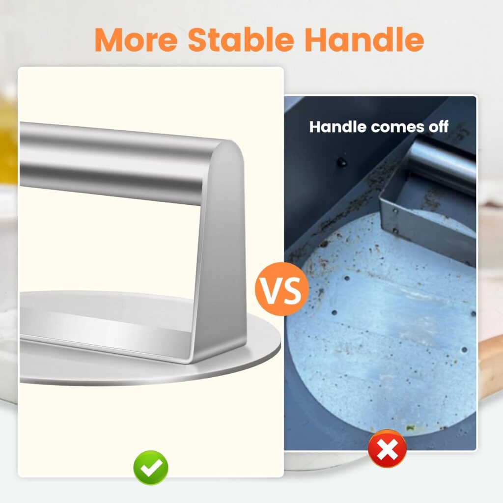 Ricpwit Smash Burger Press, 5.9 inch Round Hamburger Press, Upgrade Burger Press with Premium Stainless Steel Burger Smasher for Griddle Cooking