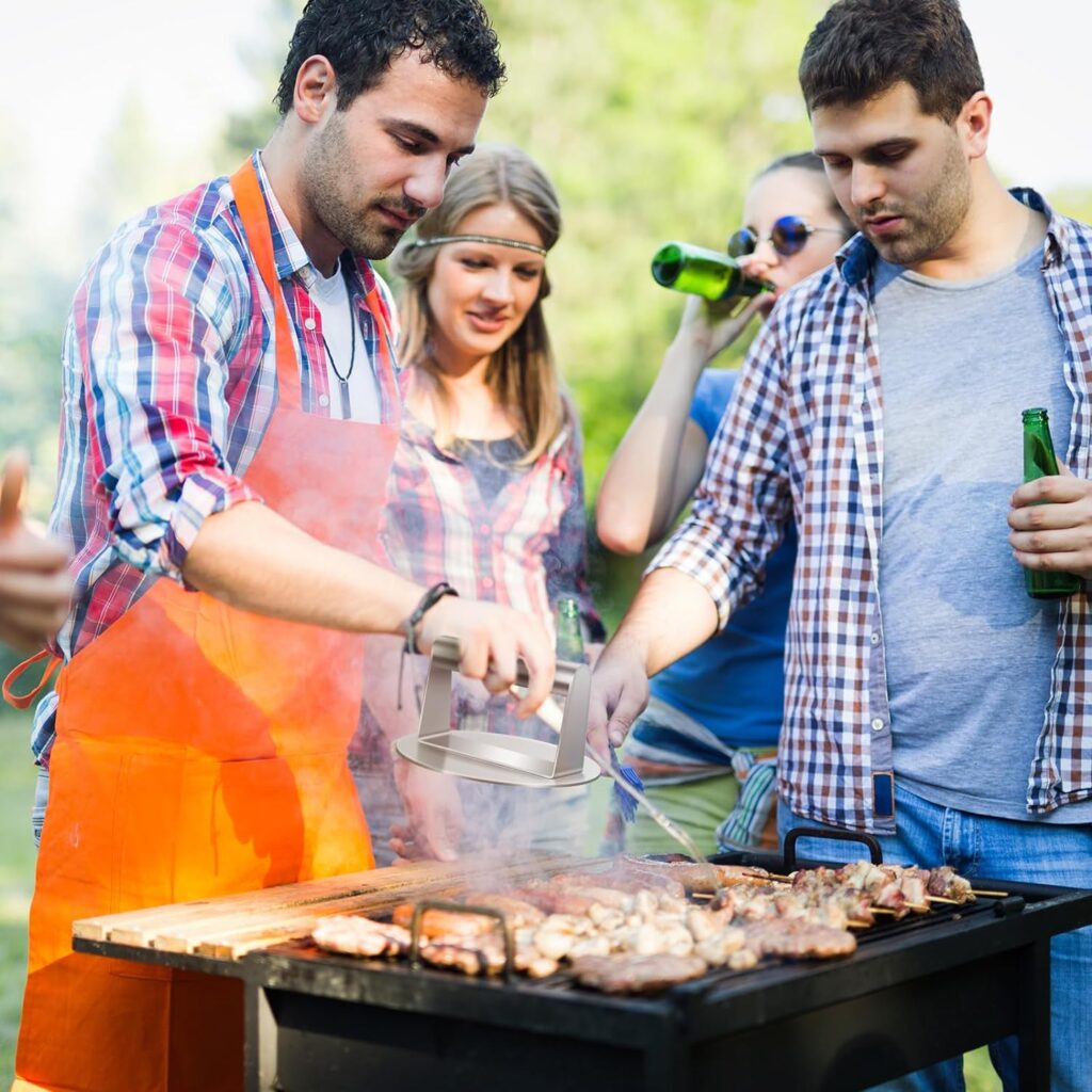Ricpwit Smash Burger Press, 5.9 inch Round Hamburger Press, Upgrade Burger Press with Premium Stainless Steel Burger Smasher for Griddle Cooking