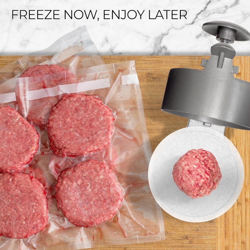 Shop Square Hamburger Press Patty Maker - Adjustable 1/4lb to 3/4lb Burger Press Patty Maker with Patty Ejector - Adjustable Thickness for Burgers, Crab Cakes, and Sausage - Patty Paper Included