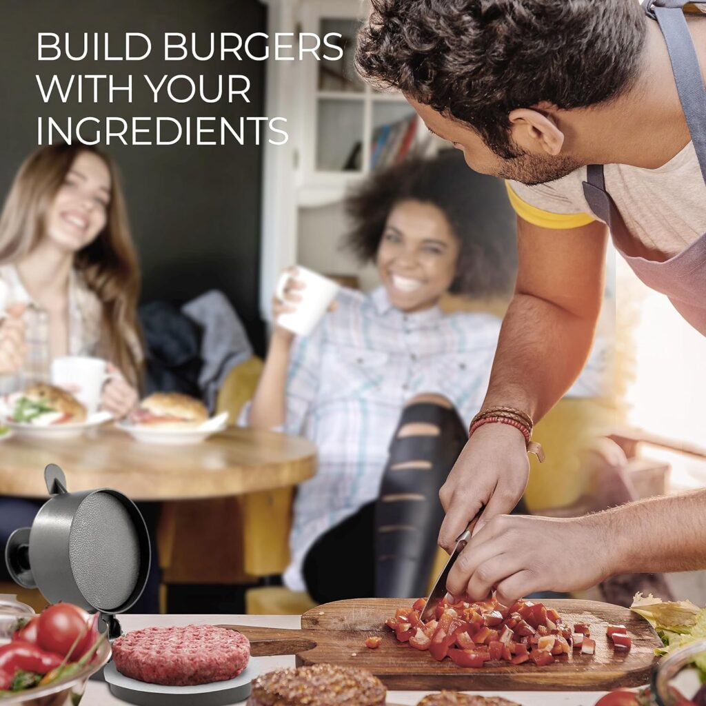 Shop Square Hamburger Press Patty Maker - Adjustable 1/4lb to 3/4lb Burger Press Patty Maker with Patty Ejector - Adjustable Thickness for Burgers, Crab Cakes, and Sausage - Patty Paper Included