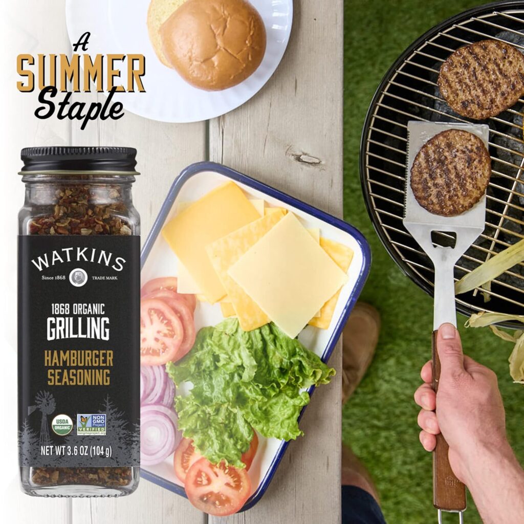 Watkins Organic Grilling Hamburger Seasoning, Non-GMO, Kosher, 3.6 Oz, 1-Pack Watkins Organic Grilling Hamburger Seasoning, Non-GMO, Kosher, 3.6 Oz, 1-Pack