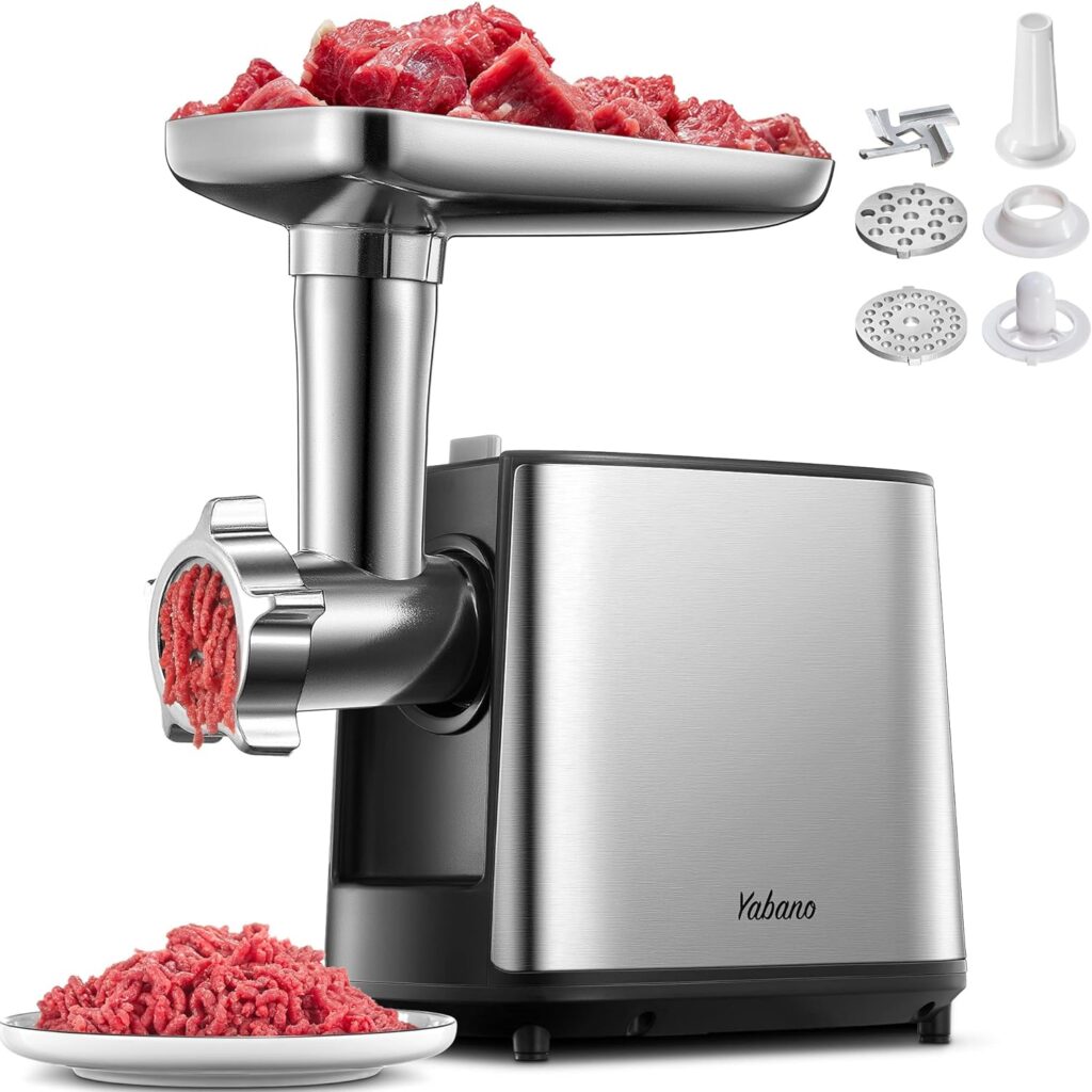 Electric Meat Grinder, Heavy Duty Meat Mincer, Sausage Stuffer Maker, Food Grinder with Sausage  Kubbe Kit, 2 Grinder Plates, Stainless Steel (Black)