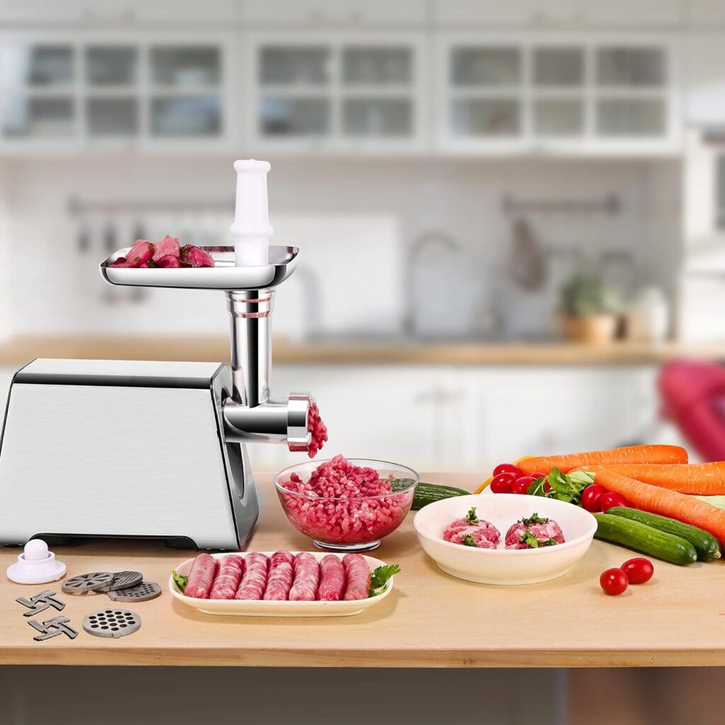 KUUNLESIN Meat Grinder, Electric Meat Grinder, 350W[2800W Max], Sausage Maker, Meat Mincer, Meat Sausage Machine, 4 Sizes Plates,Sausage  Kubbe Kit for Home Kitchen  Commercial Using.