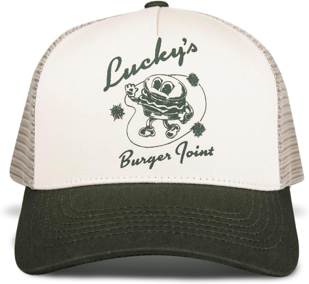 Lucky Brand Luckys Burger Joint Womens Trucker Cap with Adjustable Back Closure Lucky Brand Luckys Burger Joint Womens Trucker Cap with Adjustable Back Closure