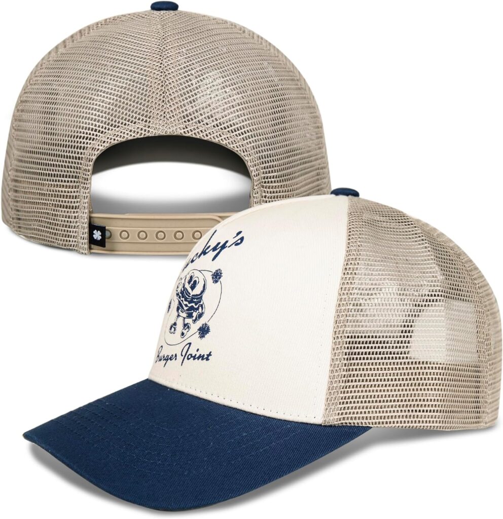Lucky Brand Luckys Burger Joint Womens Trucker Cap with Adjustable Back Closure Lucky Brand Luckys Burger Joint Womens Trucker Cap with Adjustable Back Closure
