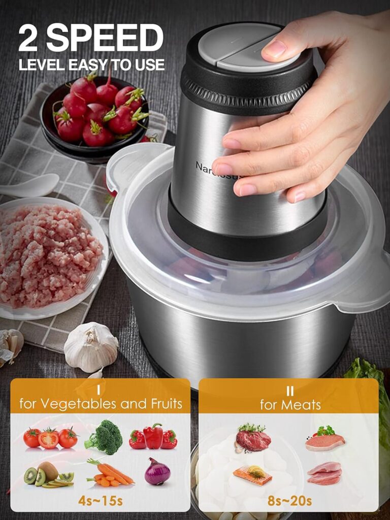 Narcissus Food Processor, 500W Professional Meat Grinder Chopper for Meat  Vegetable, 8-Cup 2L Capacity, Quick Chopping and Mixing Meats, Vegetables  Fruits, with a Scraper