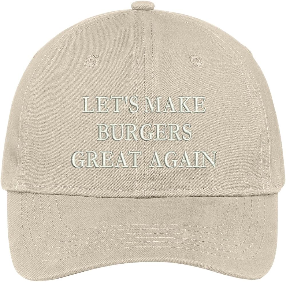 Trendy Apparel Shop Lets Make Burgers Great Again Embroidered Soft Crown 100% Brushed Cotton Cap