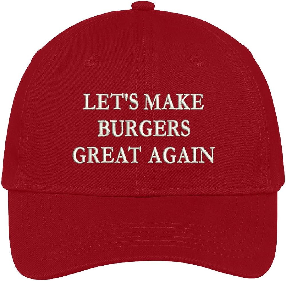 Trendy Apparel Shop Lets Make Burgers Great Again Embroidered Soft Crown 100% Brushed Cotton Cap