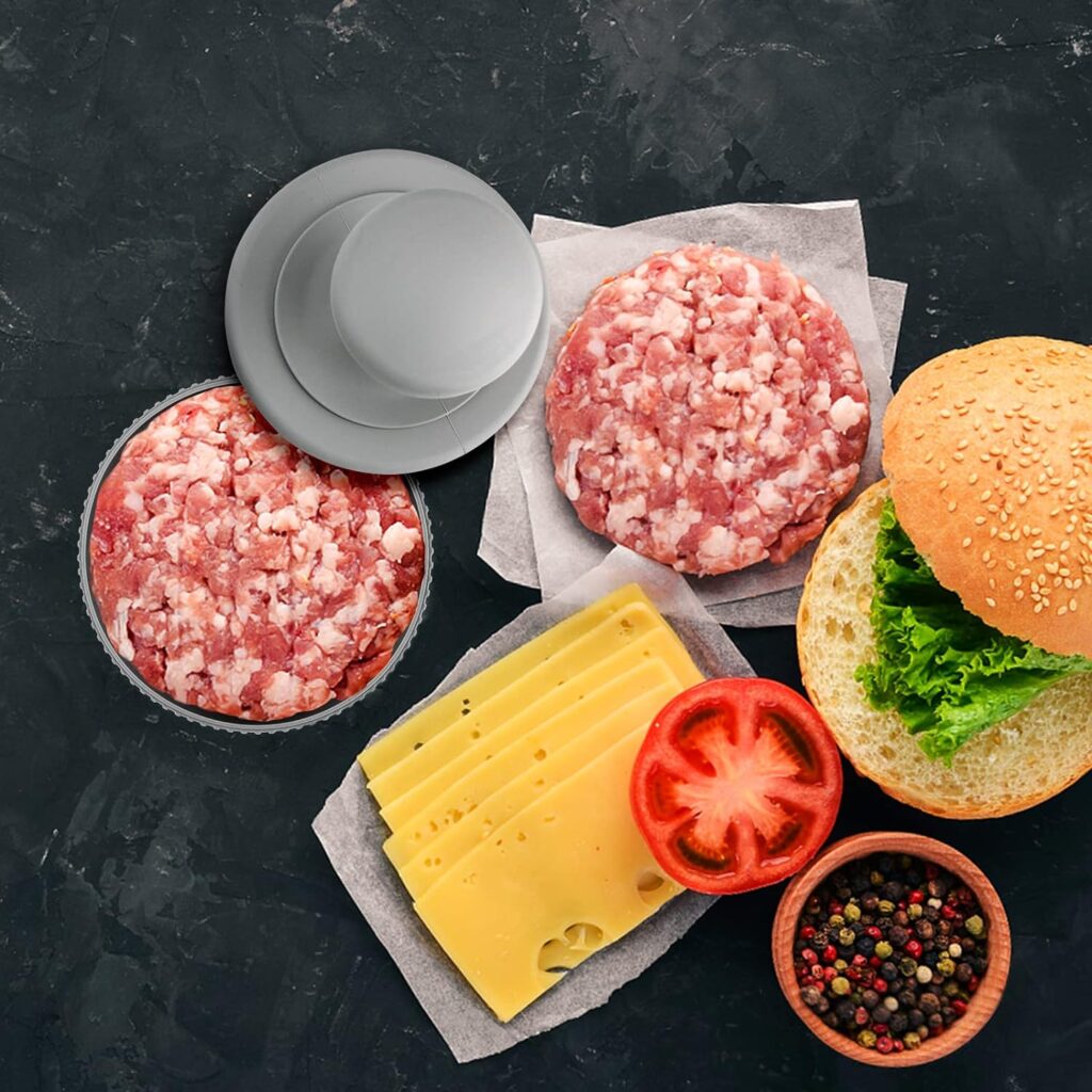 Xloey Silicone Hamburger Press, Non-Stick Hamburger Patty Maker,Burger Press Patty Maker for Regular Beef Burger,Grill Griddle BBQ Stuffed Burgers,Meatloaf
