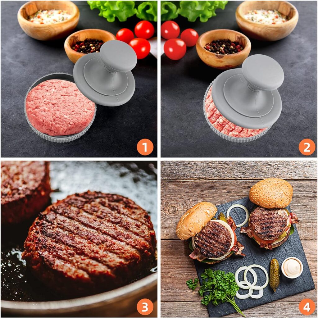 Xloey Silicone Hamburger Press, Non-Stick Hamburger Patty Maker,Burger Press Patty Maker for Regular Beef Burger,Grill Griddle BBQ Stuffed Burgers,Meatloaf